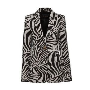ESCADA Brikenanatti One-button Zebra-print Blazer In Zebra Animal Print